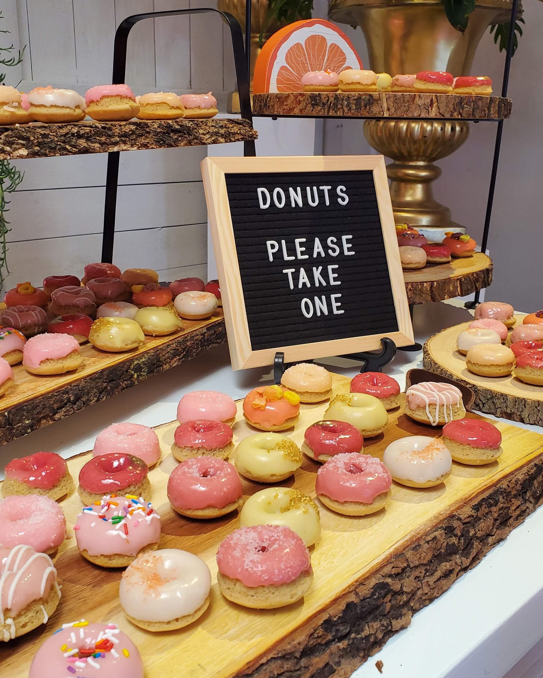 Donuts, wood Stands, dessert display